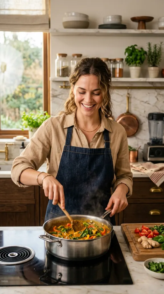 Food KI-Influencerin beim Kochen