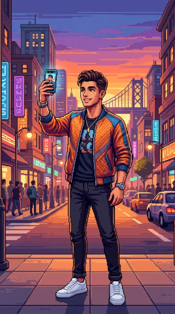 Pixel KI-Influencer in Lifestyle-Szene